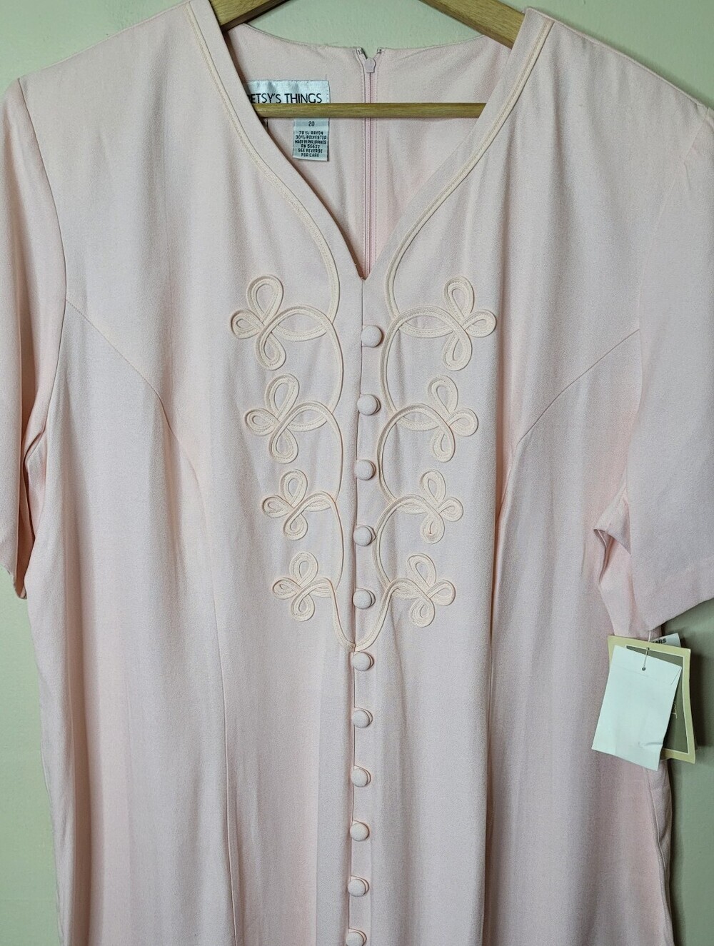 Betsy's Things Vintage 80s Pink Midi Dress Size 20 - Picture 3 of 11